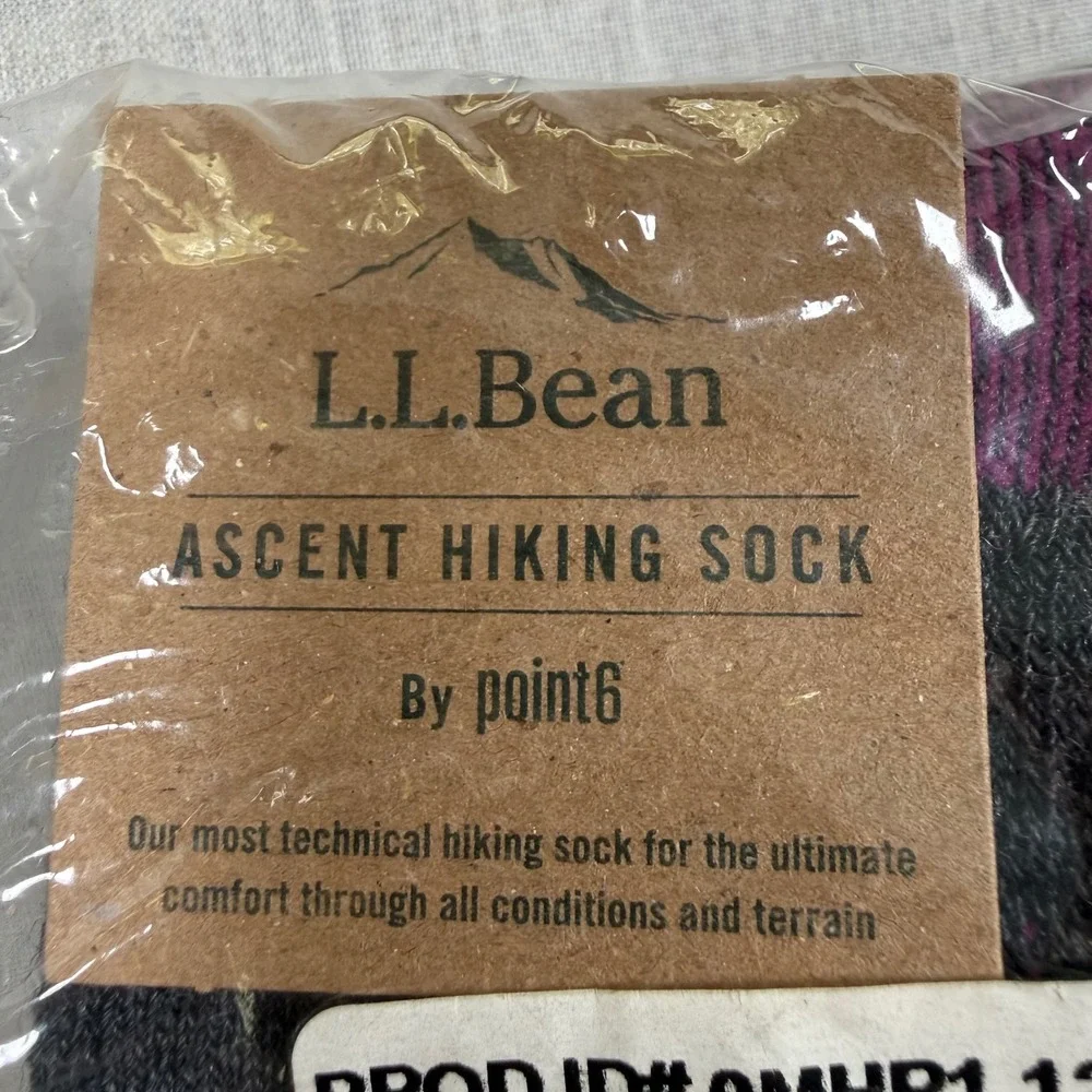 LL Bean Unisex Large Wool Blend Midweight Ascent Hiking Socks Point6 2 Pack‎ USA